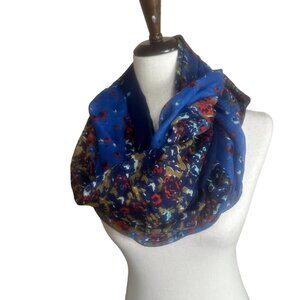 BP. Nordstrom Infinity Scarf Blue Floral‎ Peony Flower 35" x 34" Bloomcore Boho